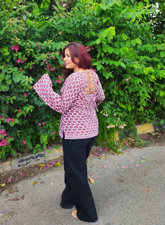 Dabu Print Square Neck Kurti