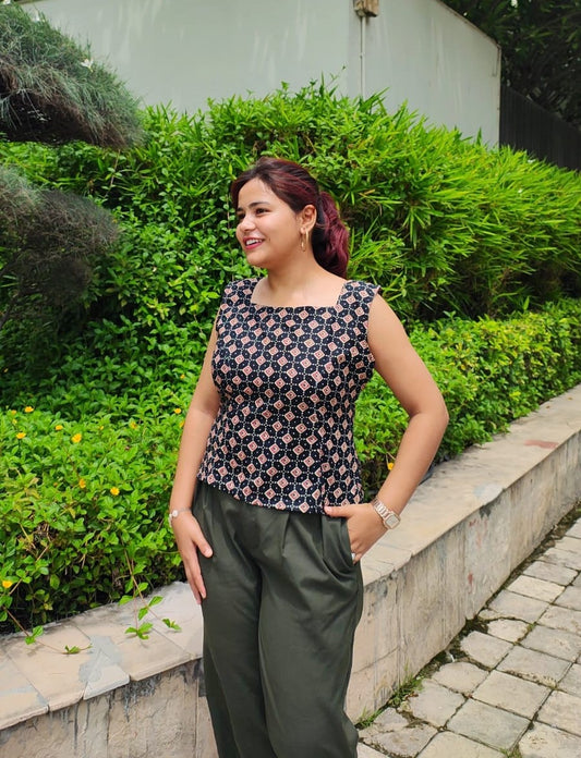 Square Neck Corset Back Top